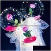 Decorazione per feste San Valentino Led Rose Ball Luminoso Colorf Bouquet Decorazioni per palloncini Regali Ornamenti trasparenti Vtky2257 Drop Dh74J