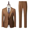Men's Suits ( Jacket Vest Pants ) Solid Color Business Men's Suit Set For Groom Wedding Party Tailcoat