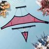 Slip Mutandine Ellolace Rete da pesca Lingerie con catena SexyPorn Intimo donna Corpo nudo senza censura Intimo Sissy Vedi attraverso abiti L230518