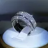 Anéis de banda de luxo requintado branco zircão anel de diamante completo para senhoras casal prata esterlina 925 moda anel festa aniversário jóias presente j230531