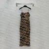 Leopardenmuster-Kleid für Damen, sexy Sling-Kleider, Partymode, langes Kleid, eng anliegendes, figurbetontes Kleid