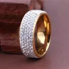 Ряд кольца горячая продажа винтажное рит -стиль стальное кольцо для женщин 5 ряд прозрачных хрустальных ювелирных украшений мода из нержавеющей стали обручальные обручальные кольца J05