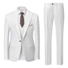 Men's Suits ( Jacket Vest Pants ) Solid Color Business Men's Suit Set For Groom Wedding Party Tailcoat