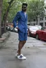 Мужские костюмы Blue Men Summer с коротким брюк -пляжом свадебной стройный смокинг 2 часа Terno Business Malie Set (Jacket Stanks)