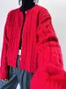 Женские трикотажные вязаные модные высококачественные красные одноготовленные винтажные шерстяные вязаные кашемировые свитер кардиган.