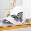 Ball Caps 2023 Summer Baseball Cap For Women Rhinestone Mercerized Cotton Butterfly Sun Hat Gorras Breathable Chapeau Femme