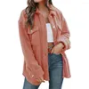 Women's Jackets Retro Jacket Lapel Long Sleeve Flap Pockets Single Breasted Plush Surface Shirt Coat Women Autumn Winter Solid Loose