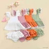 衣類セットベイビーサマー新生児女の子の服を着た夏の女の子の服を着たノースリーブタンクトップフリルショーツ2pcs衣装セット