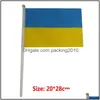 Banner Flags 20X28Cm Ukraine Flag With White Pole Handhold Mini Ukrainian Drop Delivery Home Garden Festive Party Supplies Dhwe6