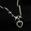 Pendant Necklaces Hip Hop Retro Star Love Necklace for Women Black Heart-shaped Cuban Chain Street Personality Jewelry