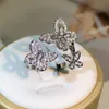 Band Ringen 925 Zilveren Koreaanse Nieuwe Ontwerp Mode-sieraden Prachtige Witte Zirkoon Smart Drie Vlinder Opening Vrouwelijke Prom Party Ring J230531