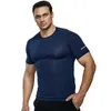 Herr t-shirts män som kör kort ärm polyester gym skjorta snabb torr sporttryck t-shirts tunna kroppsbyggande skjortor sommar träning träning tee j230531