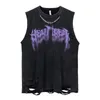 Men's Tank Tops Summer Men Fashion Washed Sleeveless Tshirts Hip Hop Letter Graphic Print Gothic Vests Streetwear Harajuku Cotton Tank Tops 230531