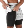 Męskie spodenki do kieszeni do biegania szorty Mężczyźni 2 na 1 2020 gimnastyczne szorty Mężczyźni Kamuflaż Sport Fitness Shorts trening trening Tennis Short Pants J230531