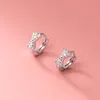 Baby Princess 925 Silver Cute Bowknot Shiny Zircon Loops Huggies Butterfly Hoop Earring For Child Kids Girl Gift Jewelry Aretes