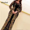 Abiti casual WEPBEL Vestito lungo da donna aderente elegante oro abbronzante nero O-collo vita alta manica lunga con paillettes espandibile