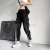 Femmes Pantalons Capris Femmes Cargo Harem Mode Punk Poches Jogger Pantalon Avec Chaîne Harajuku Élastiques Taille Haute Streetwear 230531