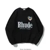 Suéter masculino de marca de moda americana RHUDE 2022 de alta definição com orelha de trigo impressão hip hop feminino casual suéter de pescoço redondo