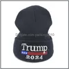 Party Hats 2024 Donald Trump Sticked Hat Woolen Caps Håll Amerika stora broderade mössa mössa uni varm vinter beanie droppleverans dhpce