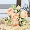 Dekorativer Blumen-Brautstrauß, hübsch, verblasst nicht, 10 Köpfe, Wohnzimmer-Zubehör, künstliche Blumenrose