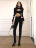Tute da donna Rompers Sexy Hollow Out Black Bornless Supuit per Women Fashion Autumn One Piece Outfit Silm Fit Ox Streetwear Aesthetic Case T230531