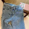 Kvinnor jeans fästade pärlhög midja split jeans för kvinnor vårens höststil rak rör tunna blossade byxor trend 230530