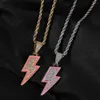 Pendant Necklaces Personalized Glow and Lightning Necklace Simple and Trendy Cool Wind Drop Oil Set Zirconium Hip Hop Jewelry Versatile Sweater Chain