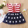 Girl Dresses Toddler Kids Girls 4th Of July Strap Star Stripe Independence Day Dress Smock For Baby Preschool Clothes