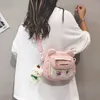 Bolsas de ombro fofas bolsa de urso para mulheres meninas fofas de inverno kawaii pequena bolsa de tendência Japão estilo garoto zíper macio crossbody 230530