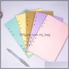 Anteckningar 40 Sheets Paper A5 A6 Notebook Index Divider för Daily Planner Colorf Card Papers 6 Holes School Supplies Drop Delivery Off Dhjox