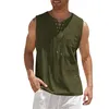 Tampo masculino Tops Plus Size Summer Summer Men's-Necek Tank Top Top Plain Color Mody Men Vest Hawaii Camisa sem mangas leve Roupas de homem 230531