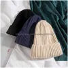 Andra hemtextil fast färg vild stickad hatt mode kvinnlig höst vinter ull uni tjock varm ljus bräda säkring melon vt1795 dhnzf