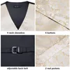 Vests hitie Silk Mens Vests Jacquard Champagne Floral Waistcoat Tie Bowtie Brosch Hanky ​​Cufflinks Set for Men Pass Wedding Business