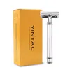 ブレードYintal New Men's Manual Double Edge Safety Razor Brass SliverシェービングマシンBarbeador Men's Razors1Razor