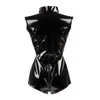 Tute da donna M7279 Sexy Black Zipper Womens Erotic Perizoma Tuta PVC Ecopelle Catsuit Stripper Pole Body Scheletro Body Club