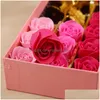 Autres fournitures de fête de fête Cadeaux romantiques pour la Saint-Valentin Feuille d'or Rose Fleur Boîte-cadeau de vacances créative Savon Couple Favors Vt18 Dhvkw