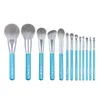 Pinceaux 13 pièces/ensemble pinceaux de maquillage bleu ensemble complet grand fard à joues en poudre sculptant fard à paupières kit de maquillage surligneur pinceau à lèvres à sourcils