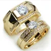 Band Ringen 1 stks Luxe Vrouwen Ring Metal Carving Goud Kleur Ingelegd Zirkoon Stenen Paar Ring Bruids Engagement Bruiloft Sieraden J230531