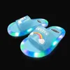 Slipper Boys Girls Lighted Slippers Cute Unicorn Smiling Face Flower Prints Children Slippers Fashion Flat Heels Home Slippers Kids 230530