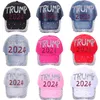 Chapeaux de fête Trump 2024 Diamonds Denim Sun Hat Casual Diamond Baseball Cap Athleisure Réglable Coton Drop Delivery Home Garden Fest Dhwpf