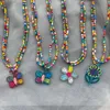 Hänge halsband mode bohemiska fröpärlor sträng choker halsband färgglada handgjorda flerskikt kvinnor fest blommor charm krage smycken