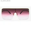 Ogólna kwadratowa okulary przeciwsłoneczne Kobiety Modna tarcza lustro obiektywu płaskie okulary słoneczne mężczyźni duże zabytkowe odcienie gradient niebieskie okulary L230523