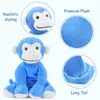 Animaux Pouts en peluche animaux en peluche, jouet singe doux doux pour les tout-petits enfants enfants bébés cadeau d'anniversaire, 7,9 "bleu