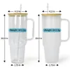 US Warehouse Wholesale 32oz/42oz Sublimation Glass Mug close class frosterged glass wine clickes classes with bamboo lid and straws diy fast