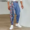 Calças Masculinas INCERUN Estilo Americano Novas Calças Masculinas Soltas Comeforáveis Casual Pantalonas Cor Sólida Costurada Calças Largas Estampadas S-5X L230520