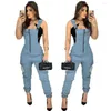 Women's Jeans Women Denim Jumpsuit Spring Summer Autumn Fashion Casual Pocket High Waist Slim Elastic Bib Pants Overalls Blue