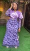 Etnik Giysiler 2023 Sonbahar Afrika Elbiseleri Kadınlar İçin Dashiki Abaya Uzun Kollu V yaka Mor Yeşil Maxi Elbise Afrika Giysileri