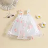 Flickans klänningar Baby Toddler Infant Kid Baby Girl Tulle klänning ärmlös blommig broderi klänningar för flickas sommarkläder