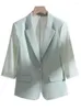 女性のスーツ夏の春の女性ブレザーレディースホワイトブラックグリーンハーフスリーブ女性ビジネスワークフォーマルジャケット