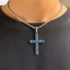 Kedjor Fashion Turkiet Blue Eye Cross Zircon Tennis Chain Necklace For Women Punk Shiny Ankh Choker Jewelry Gifts